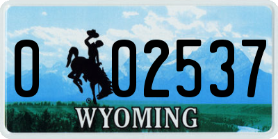 WY license plate 002537