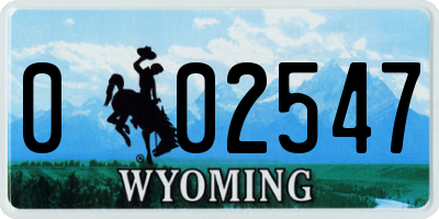 WY license plate 002547