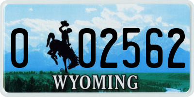 WY license plate 002562