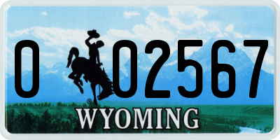 WY license plate 002567