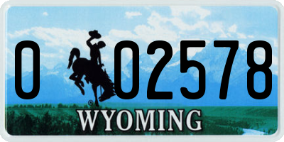 WY license plate 002578