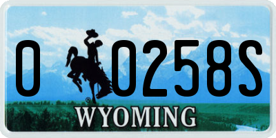 WY license plate 00258S
