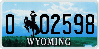 WY license plate 002598