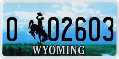 WY license plate 002603