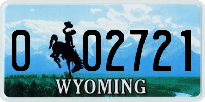 WY license plate 002721