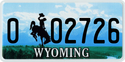 WY license plate 002726