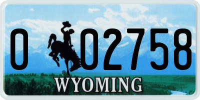 WY license plate 002758