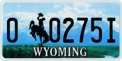 WY license plate 00275I