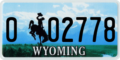 WY license plate 002778