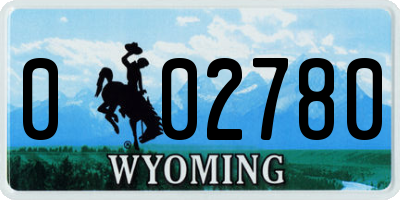 WY license plate 002780