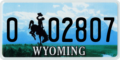 WY license plate 002807