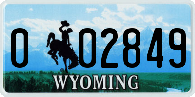 WY license plate 002849