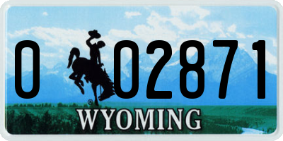 WY license plate 002871