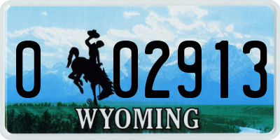 WY license plate 002913