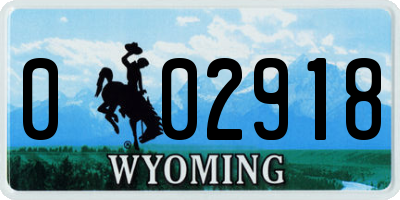 WY license plate 002918