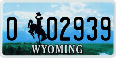 WY license plate 002939