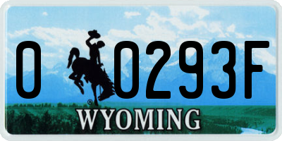 WY license plate 00293F