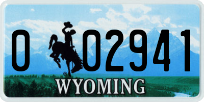 WY license plate 002941