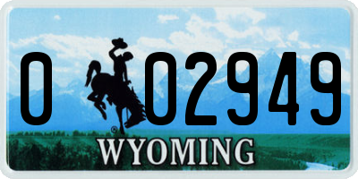 WY license plate 002949