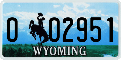 WY license plate 002951