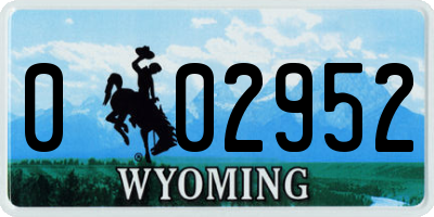 WY license plate 002952