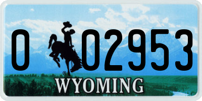 WY license plate 002953