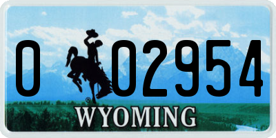 WY license plate 002954
