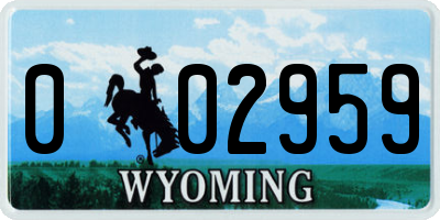 WY license plate 002959