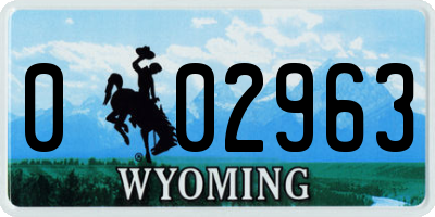 WY license plate 002963