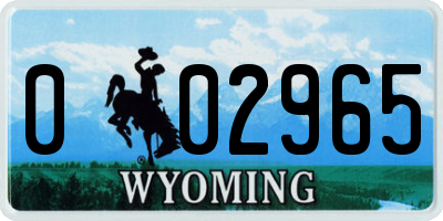 WY license plate 002965