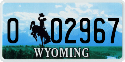 WY license plate 002967