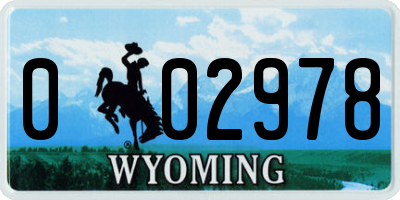 WY license plate 002978