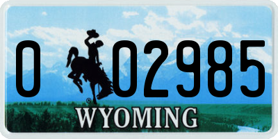 WY license plate 002985