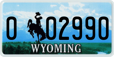 WY license plate 002990