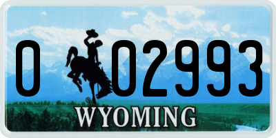 WY license plate 002993