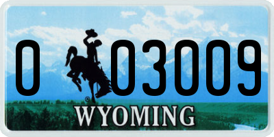 WY license plate 003009