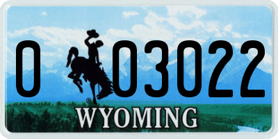 WY license plate 003022
