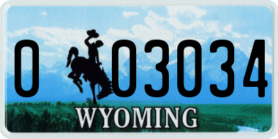 WY license plate 003034