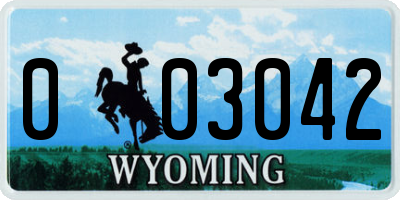 WY license plate 003042