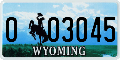 WY license plate 003045