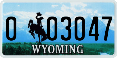 WY license plate 003047