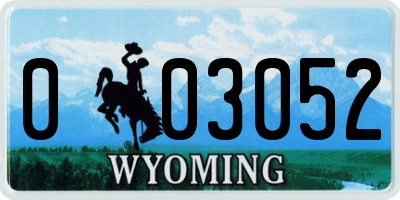 WY license plate 003052