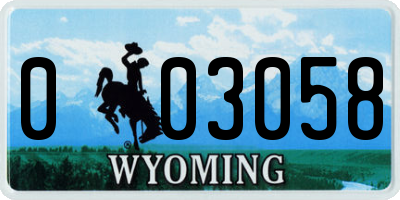 WY license plate 003058