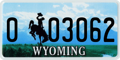 WY license plate 003062