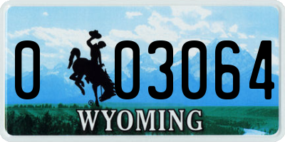 WY license plate 003064