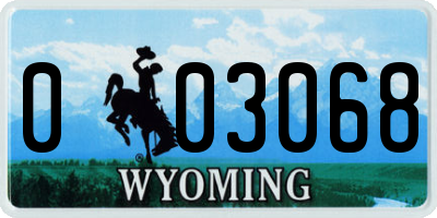 WY license plate 003068