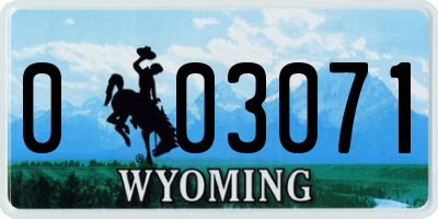 WY license plate 003071