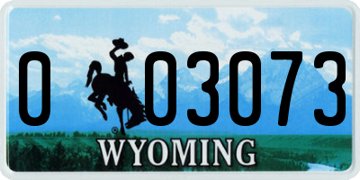 WY license plate 003073