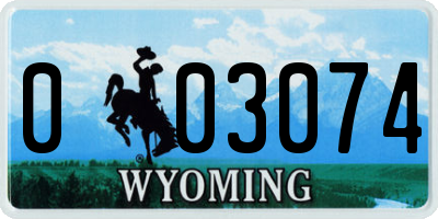 WY license plate 003074