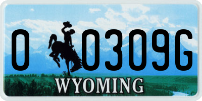 WY license plate 00309G